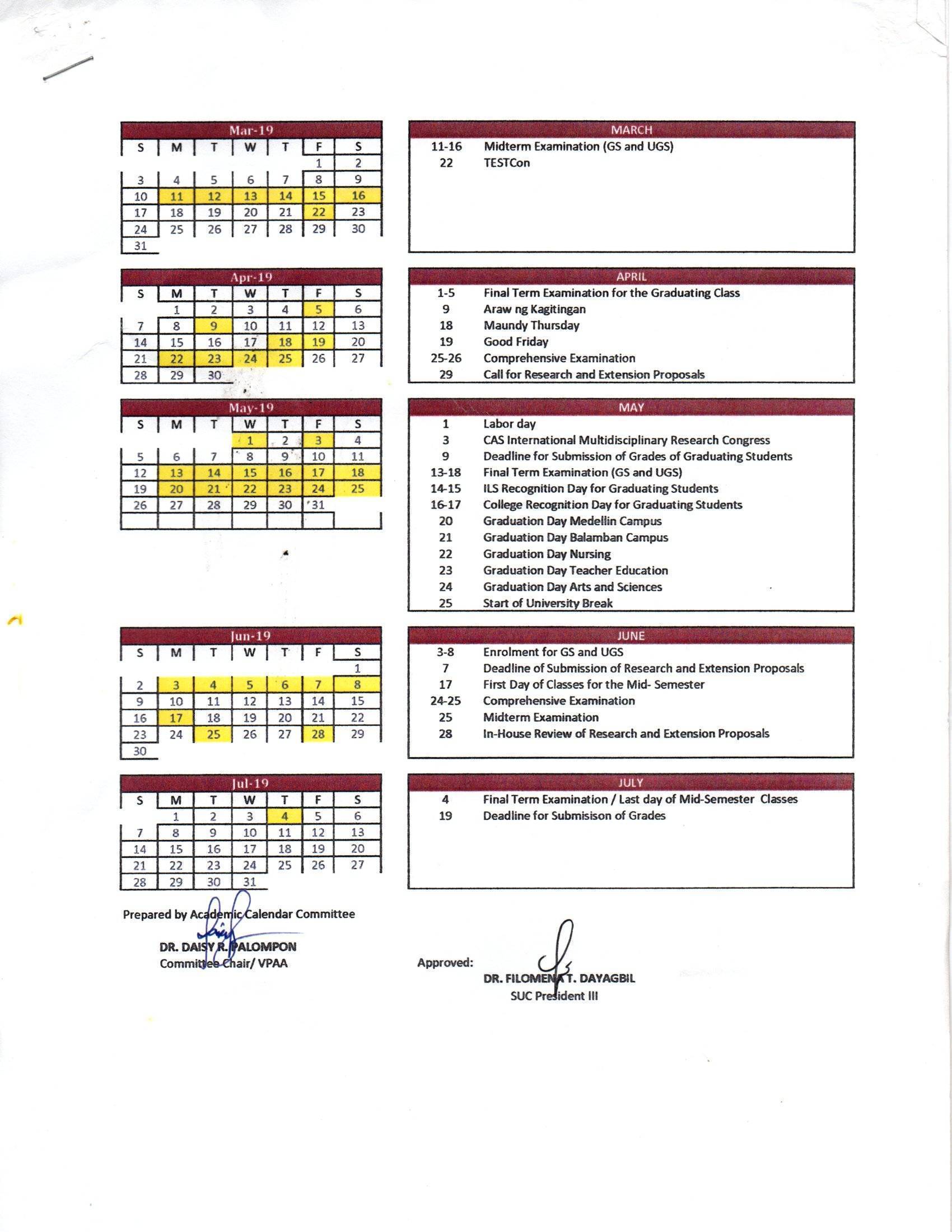 Cnu Academic Calendar Fall 2022 School Calendar | Cebu Normal University