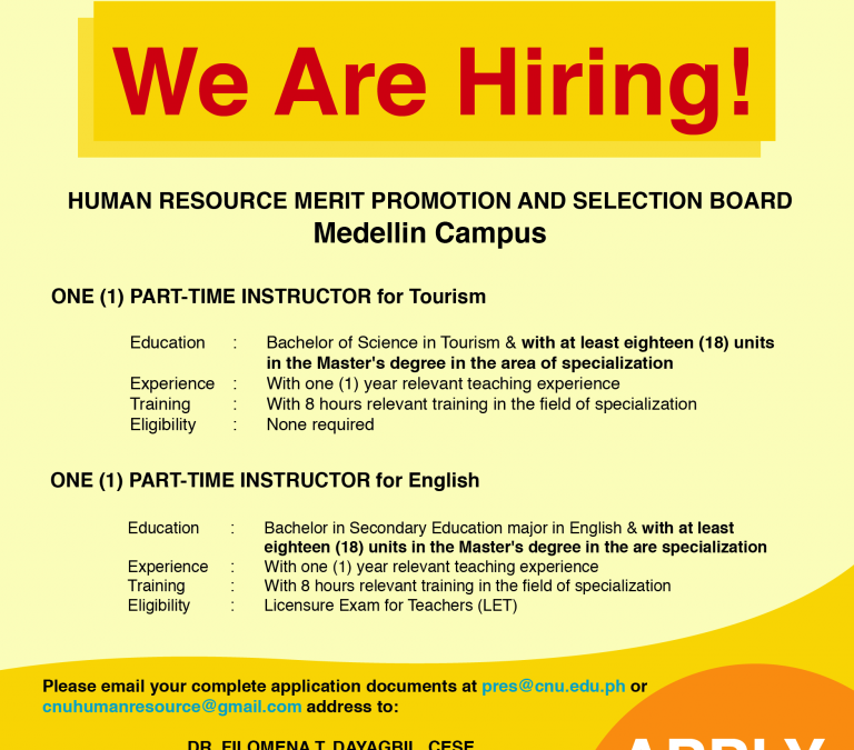 CNU Medellin Campus Hiring!
