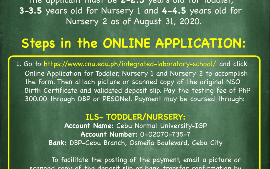 ONLINE APPLICATION AND INTERVIEW FOR TODDLER, NURSERY 1 AND NURSERY 2